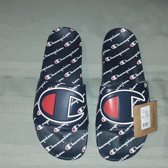 navy blue champion slides